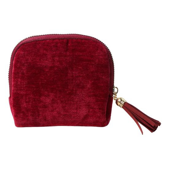 Small Travel Jewelry Case 5 Compartments Portable Mini Jewelry Box with Tassel Zipper Soft Velvet Organizer Pouch for Rings Bracelets Bangles Cards