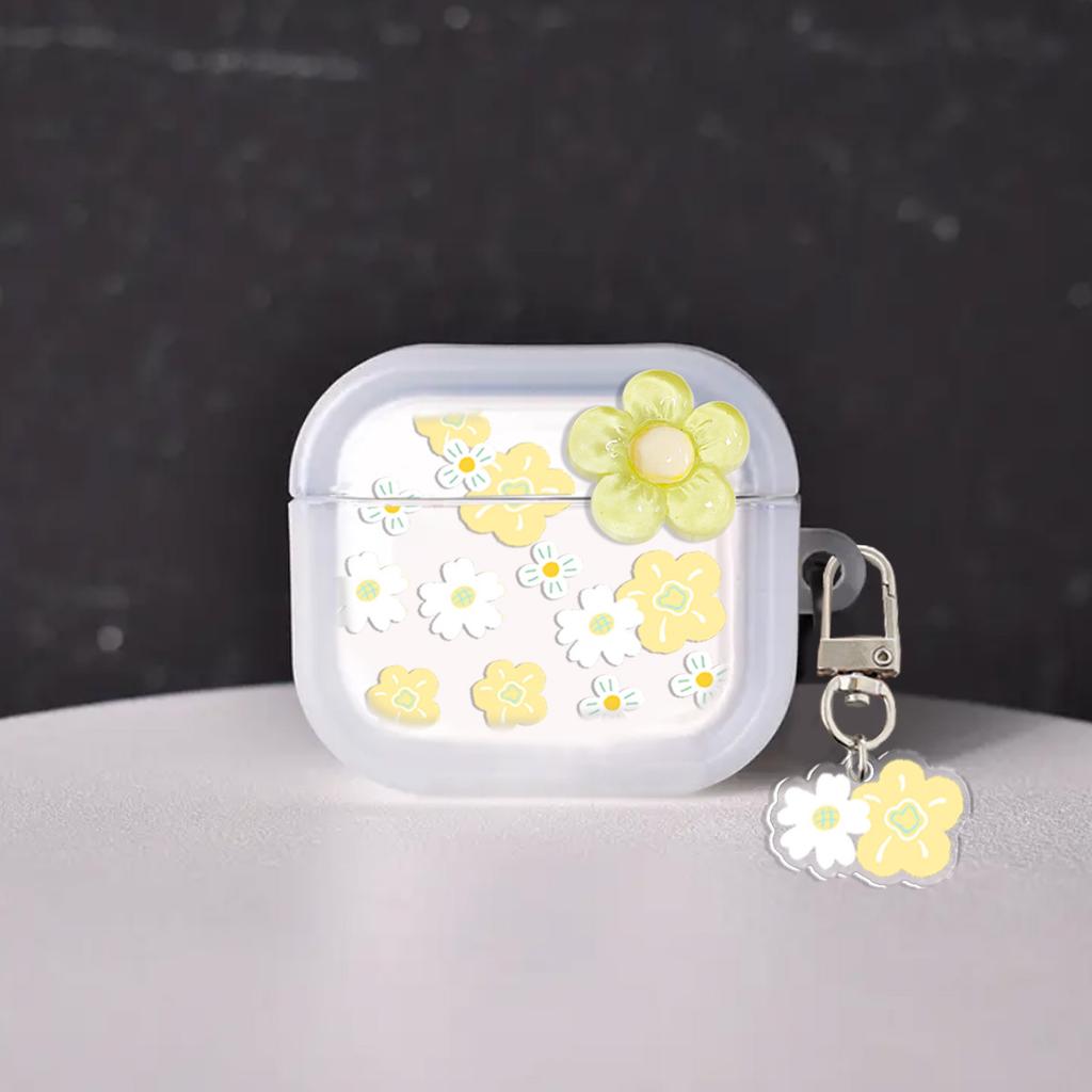Three-dimensional small yellow flower, flower pattern apple earphone protective case for AirPods 1/1/1/pro generation