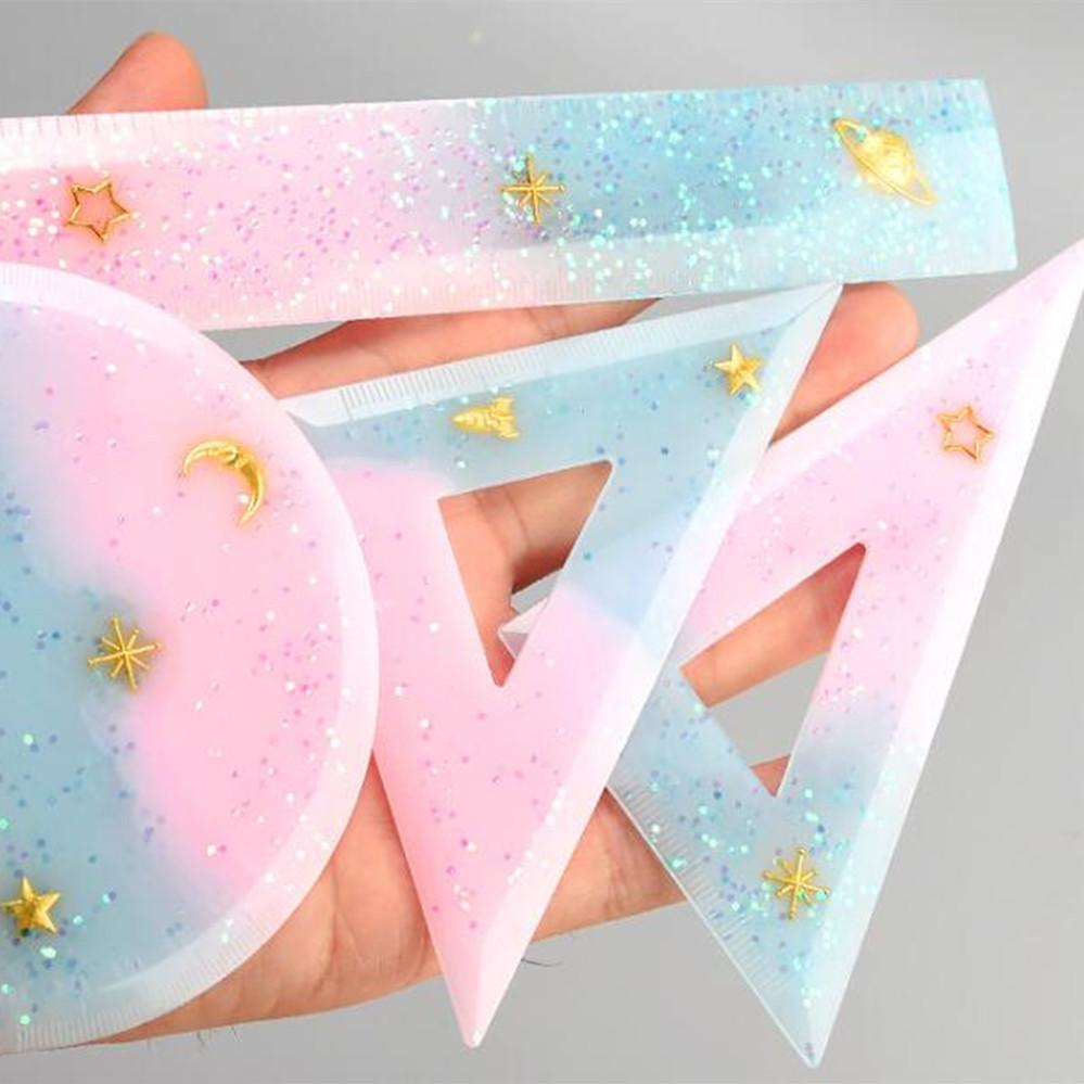 Expoxy Resin Silicone Mold Protractor Triangle Ruler Right Angle Ruler Resin Casting Molds For DIY Craft Stationery Making Tools