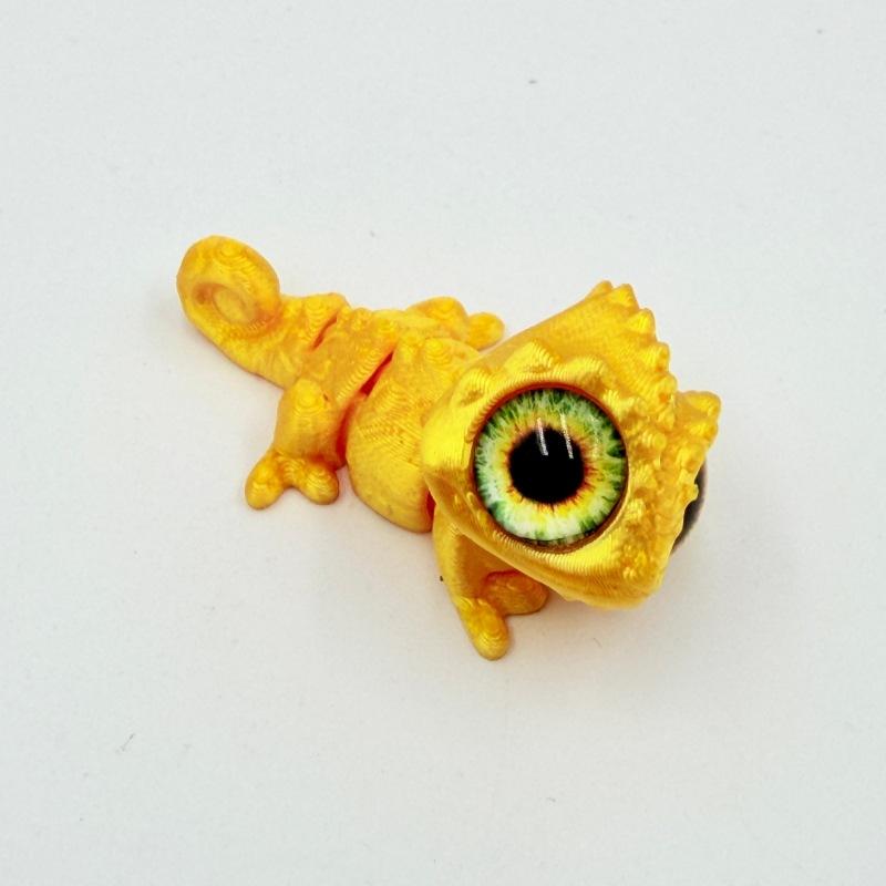 3D Printed Mini Chameleon Figures Movable Joint Big Eyes Lizard Model Fidget Toy Home Decor Desktop Ornament Gift Collection
