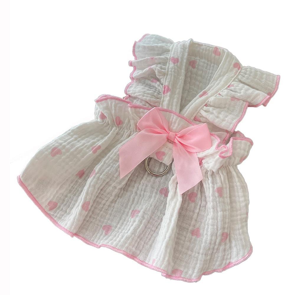 

Costume Dog Cotton Dress Big Bow Pet Dress Yorkshire Puppy Dress Small Medium Dog XL розовый