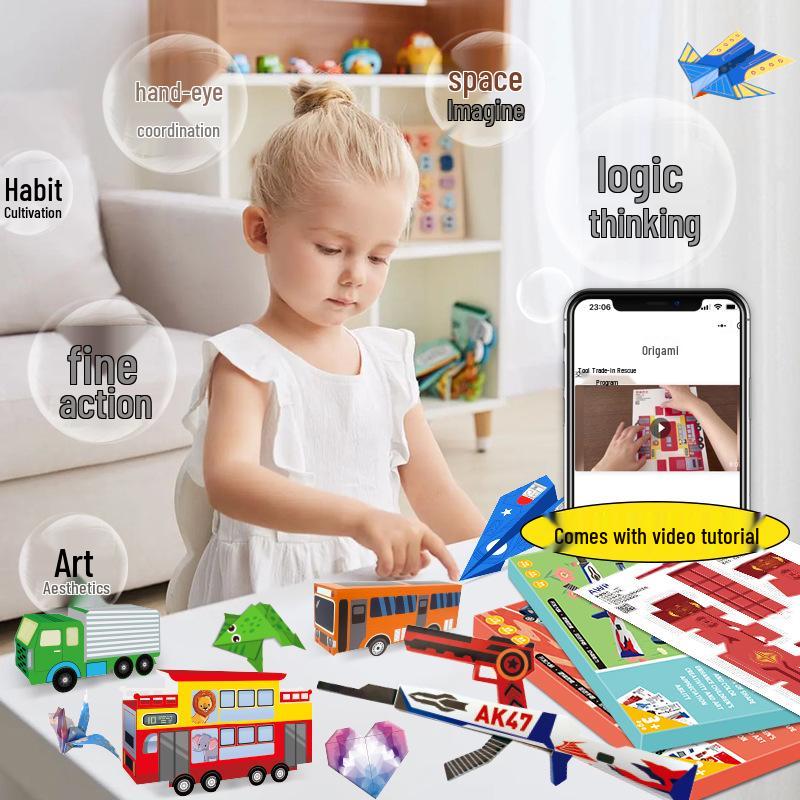 Children's 3D Paper Airplane Origami Puzzle and Training Book