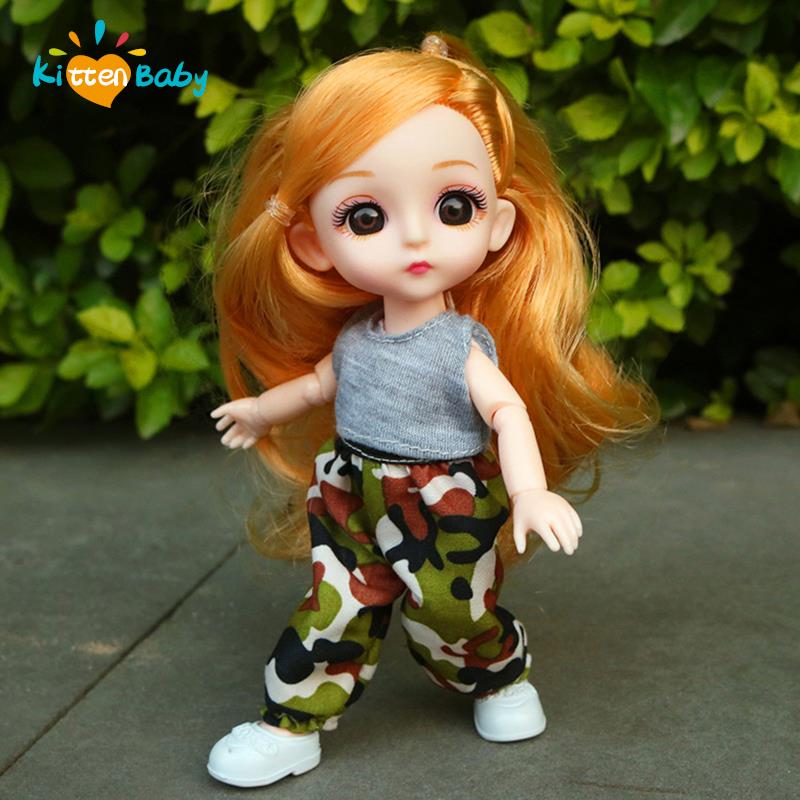 BJD 16CM Doll 13 Movable Joints Casual Fashion Princess Clothes Suit Accessories Nude Decoration Multicolor Hair Girl Gift Toy