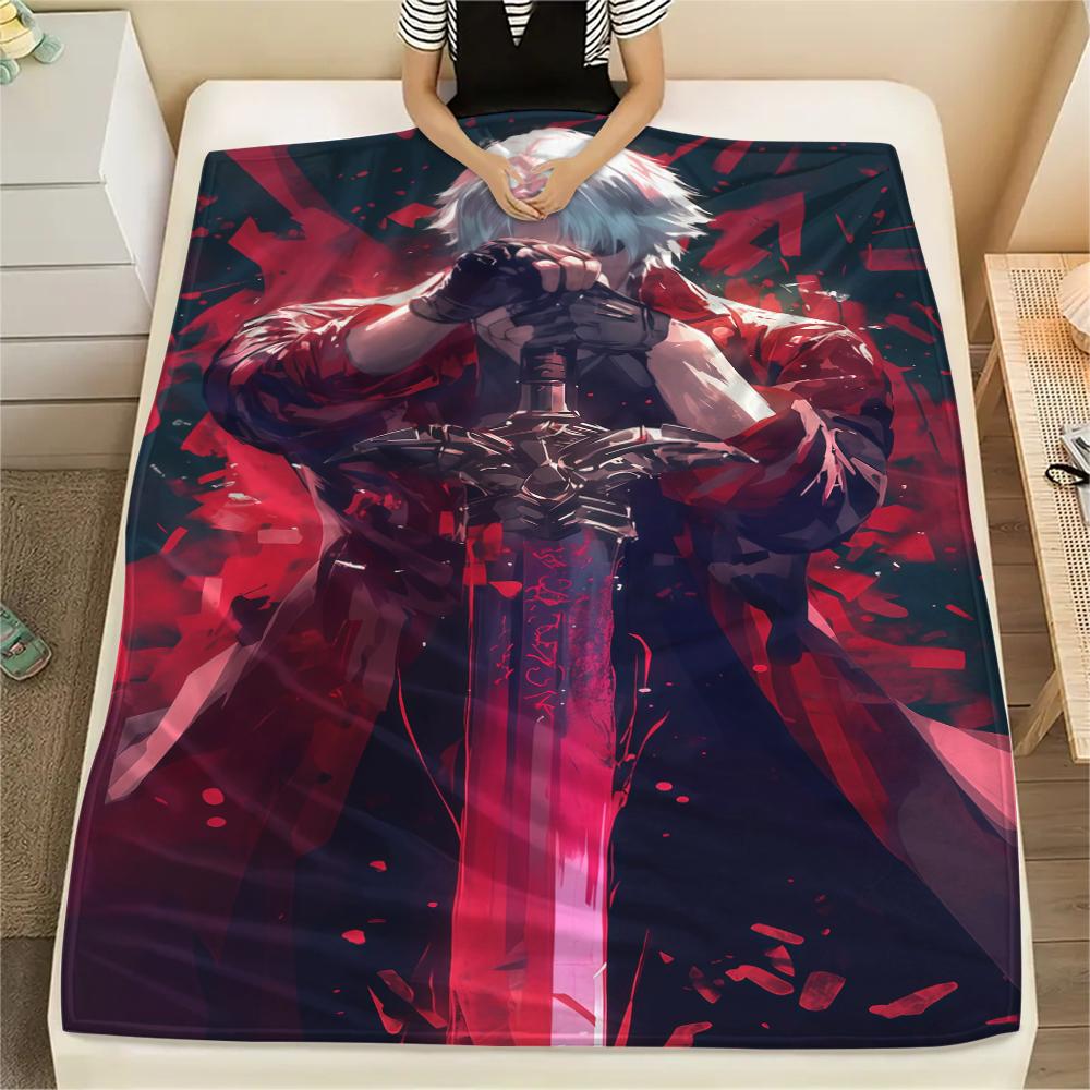 1PC Devil May Cry Print Flannel Blanket, High Quality All Seasons, Home Decor, Warmth and Comfort, Perfect for Christmas Gifts