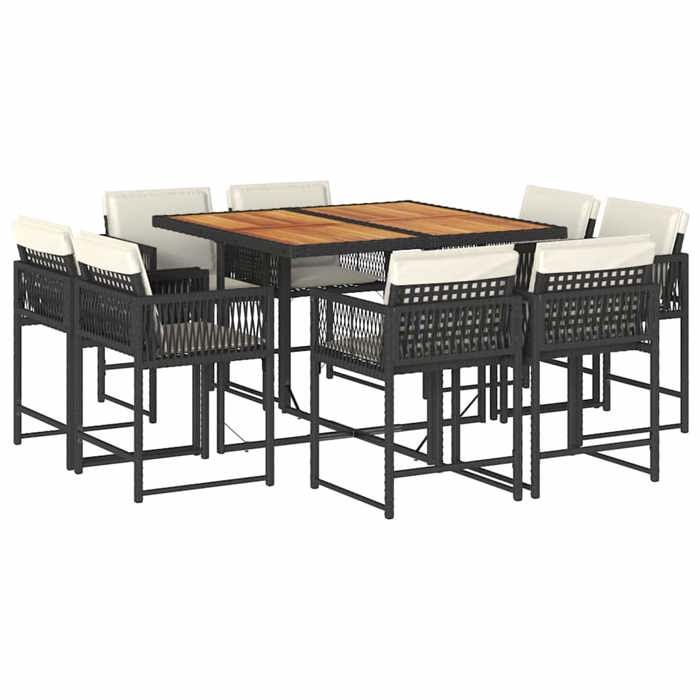 VidaXL 9-Piece Garden Dining Set with Cushions, Table and Folding Back Chairs, Outdoor Patio Furniture 3211563