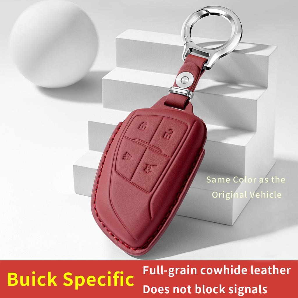 Key Fob Cover with Keychain Leather Full Protection Key Shell Case for Buick Envision Plus Car Keys