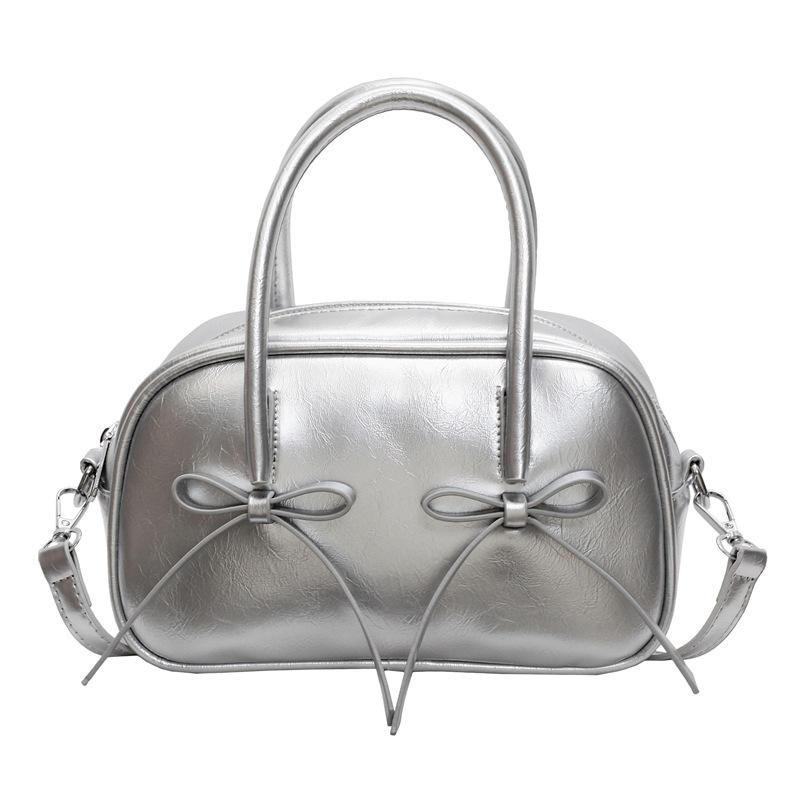 Bag 2025 new niche single bag women's bow simple casual bowling bag pillow bag hand bag