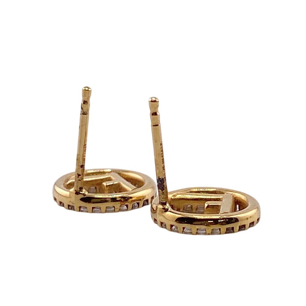 FENDI Rhinestone Ehuise Fendi Pierce gold Women Used