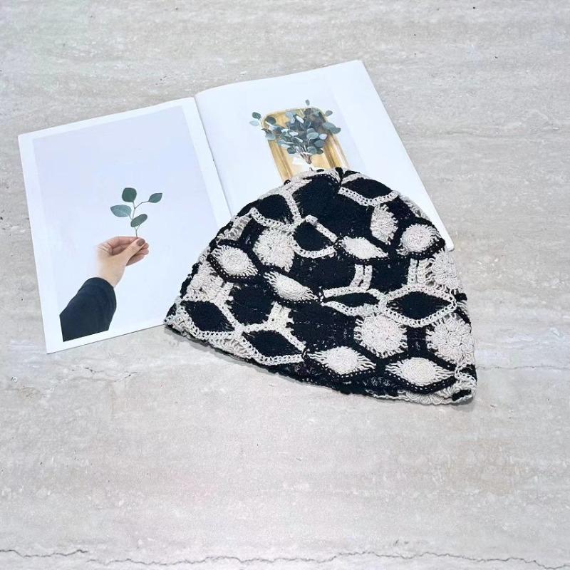 Pile Hat Women's Summer Knitted Empty Lace Flower Baotou Hat Fashion Versatile Casual Show Small Face