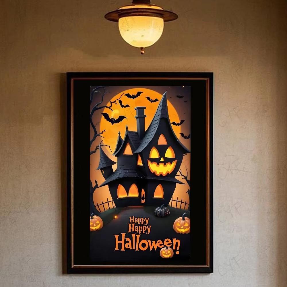 Cute Ghost Wall Art Halloween Poster Ghost Print Pumpkin Wall Art Trendy Halloween Painting Aesthetic Halloween Print Wall Decor