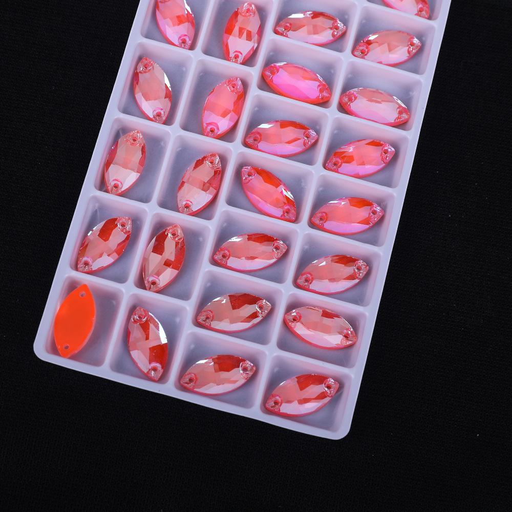 Neon Fluorescent Horse Eye Hand Sewn Drill, Glass Rhinestone Flat Buckle Diy Accessories Clothing Wedding Materials Accessories