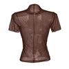 Women's Solid Color  Mesh Short Sleeved Half High Neck Base Small Shirt Top Small Shirt Top
