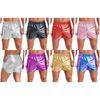 Mens Metallic Shiny Booty Shorts Elastic Waistband Side Pockets Slim Fit Hot Pants for Bodybuilding Nightclub Yoga Fitness