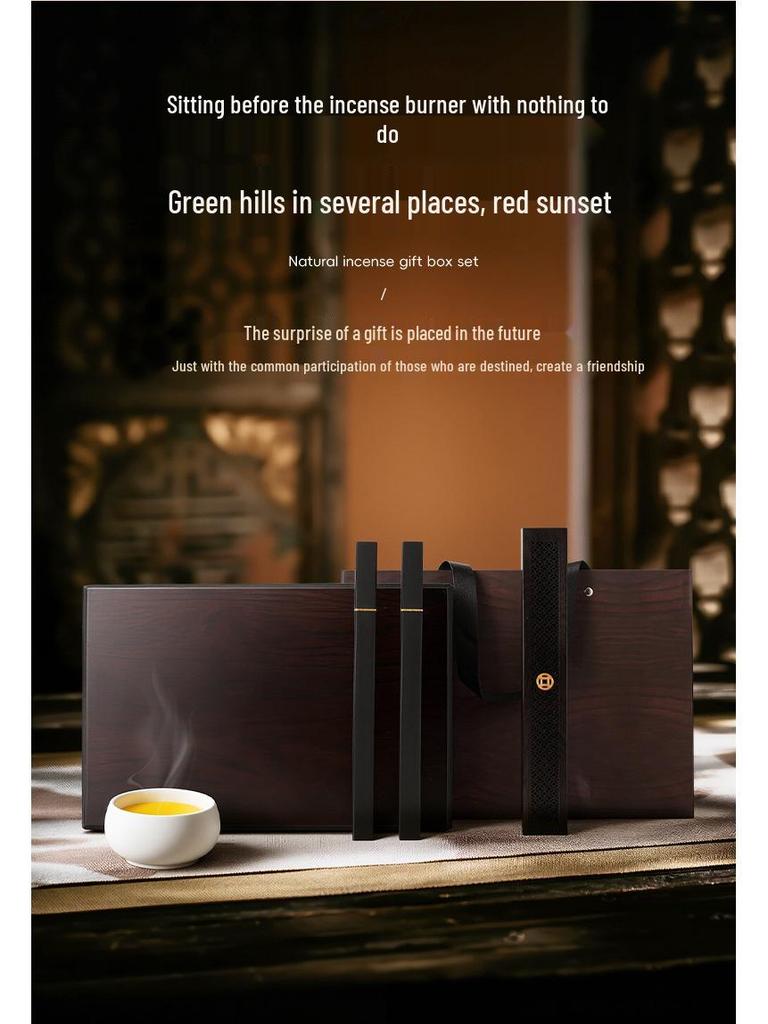Ebony Agarwood & Sandalwood Incense Holder Gift Set for Chinese Style Aromatherapy