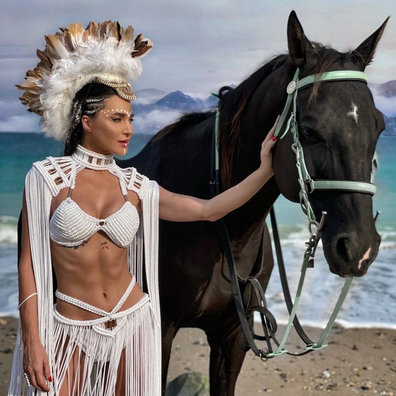 Hand-Woven Bohemian Tassel Skirt: Women's Sexy High-End Beach-Style Two-Piece Swimsuit