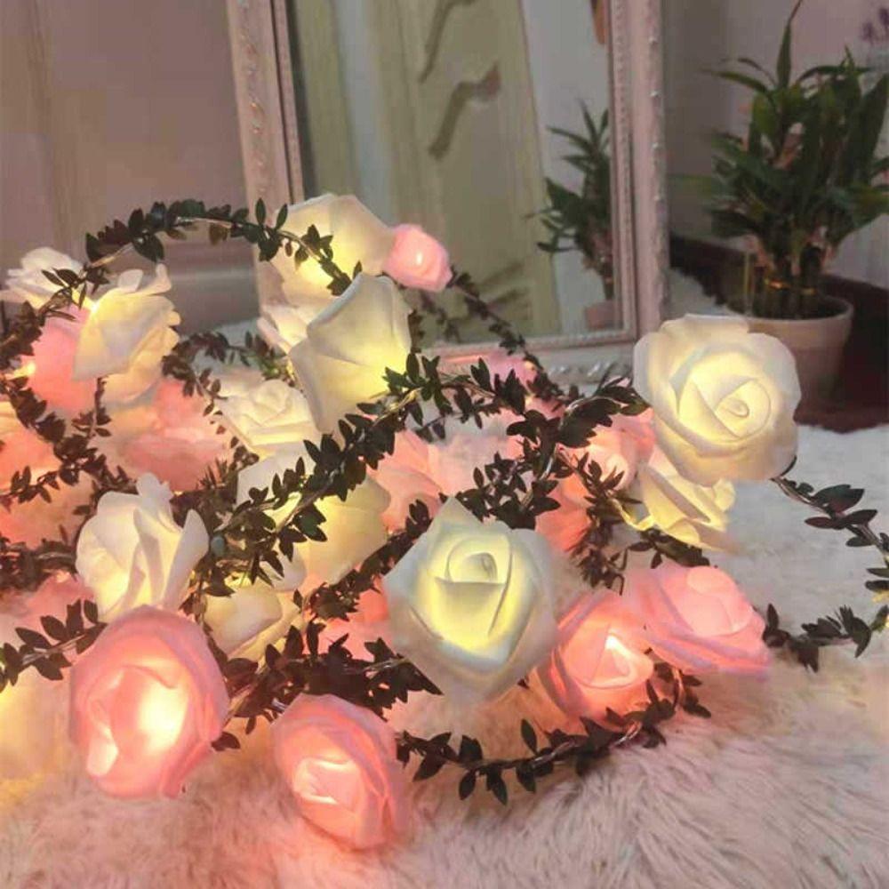 Colored Lights Rose Flower Lights Warm Light Decorative Garland  Wedding Decorations