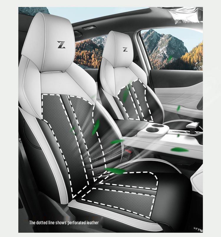 UNI-Z Car Seat Cushion Set: New Model, Premium Leather, Universal Fit for All Seasons