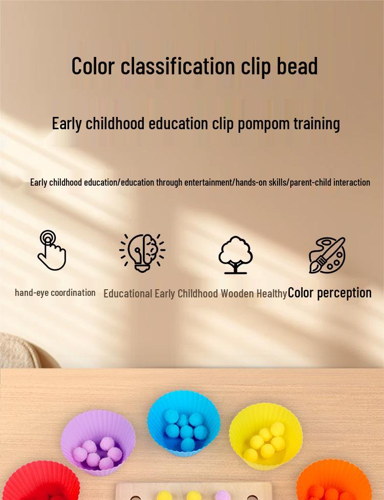 Montessori Color Matching Bead Clamps for Math and Number Recognition Fine Motor Skills Training.