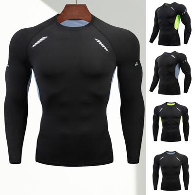 Men Sport Top Slim Fit High Elasticity O Neck Quick-drying Long Sleeves Slim Fit Compression Figure