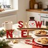 Decoración Navideña para el Hogar, Cartel de Mesa de Madera, Cartel de Mesa XMAS SNOW NOEL con Base de Decoraciones Festivas, Centro de Mesa con Letras Huecas para Fiesta de Navidad
