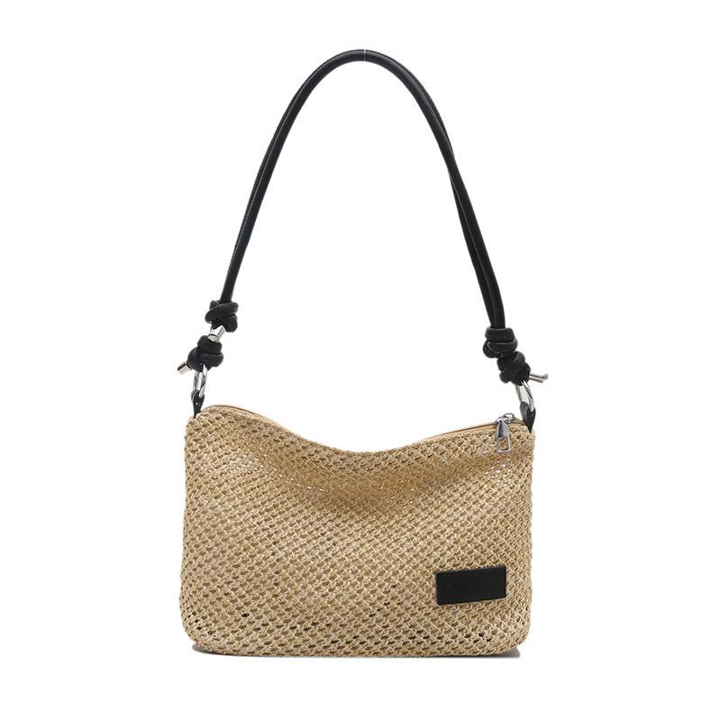 Hand carry casual versatile woven bag women, summer new fashionable simple straw bag trendy shoulder bag чёрный