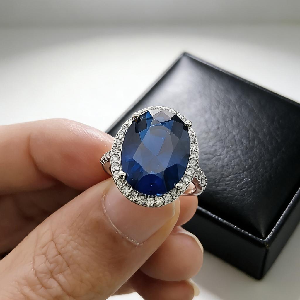 Customized Jewelry Jewelry Imitation 12 * 16 Coconut Round Ruby Sapphire Ring Luxury Dove Egg Ring Women