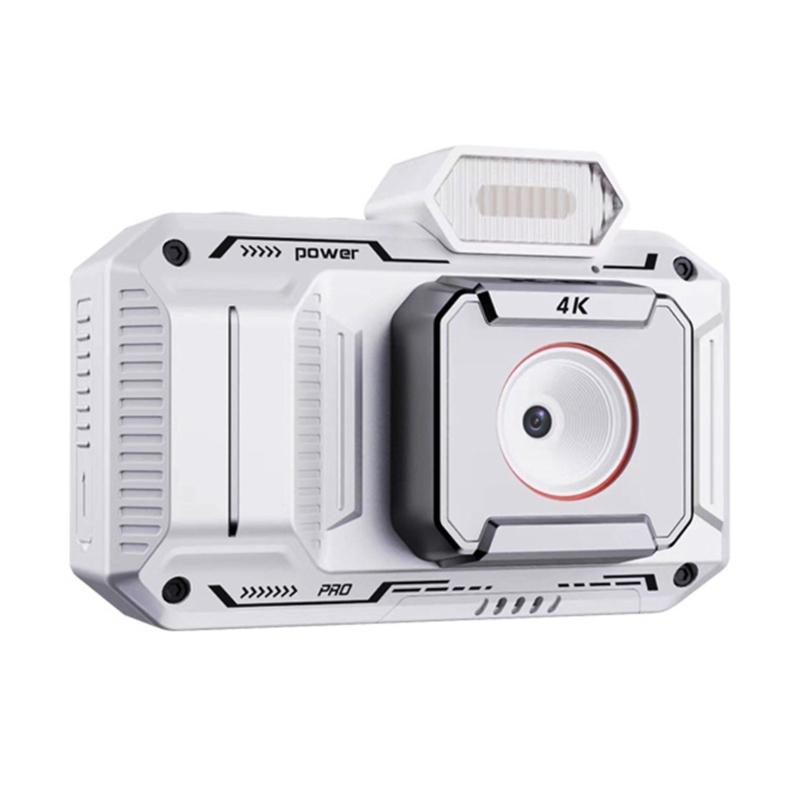 

High Resolution 4K Digital Camera Builts In Photo Stabilizer Vintage Style Filters Durability Body Ideal For Students Hobbyists білий