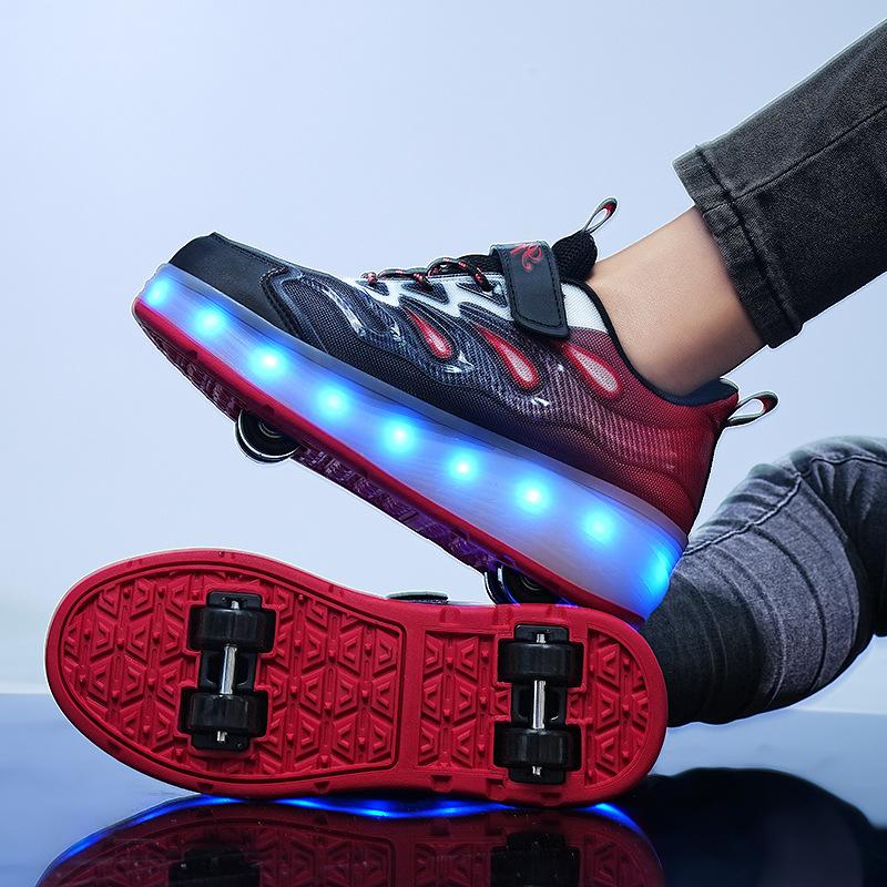 NEW 4 Wheel Speed Roller Skates Shoes for Boys and Girls LED Roller Skates for Children's Racing Ice Skating Sneaker with Wheels