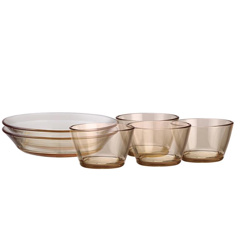 

GUOZI ASGZ-A04 6-Piece Amber Glass Dinnerware Set