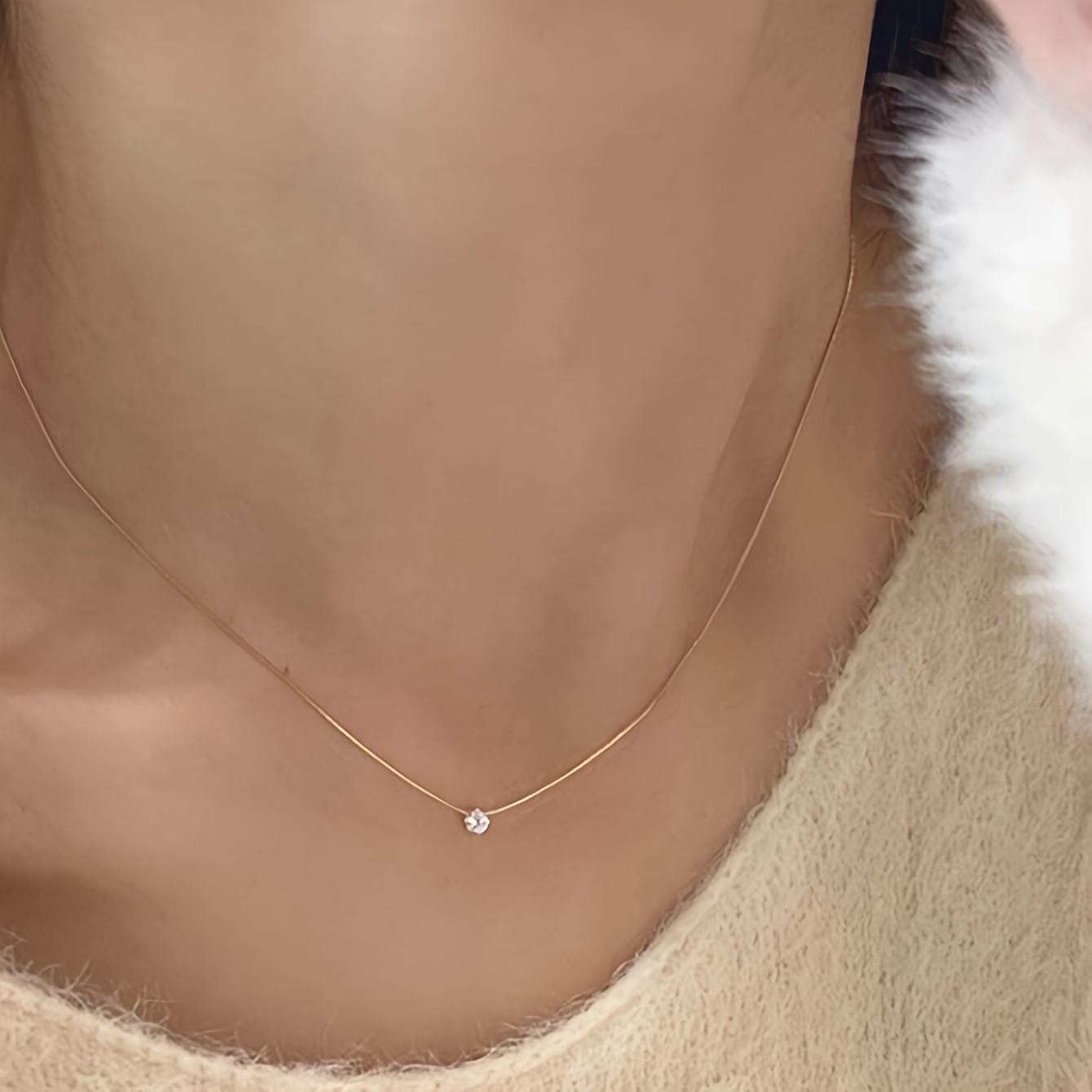 

1 шт. Элегантное женское ожерелье с подвеской из стеклянной бусины - Тонкая золотистая цепочка, Идеально подходит для повседневной одежды или в качестве подарка на дни рождения и праздники золотистый