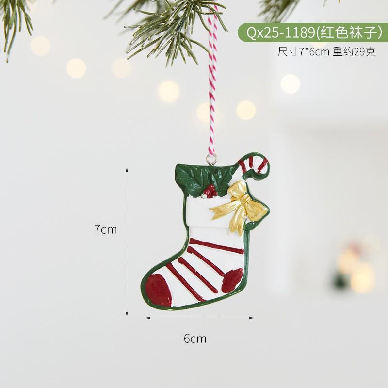 Christmas Decorations Set Resin Hanging Ornaments Candy Cane Tree Sock Snow Cone House Wreath Hotel Mall Party
