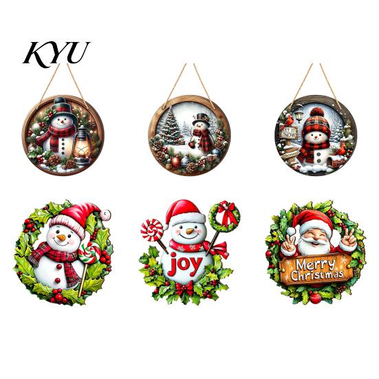 Natural Wood Holiday Accents Wooden Christmas Hanging Pendant, Snowman/Santa Claus/Gnome Ornament with Tree Ornaments Hemp Rope for Indoor Outdoor