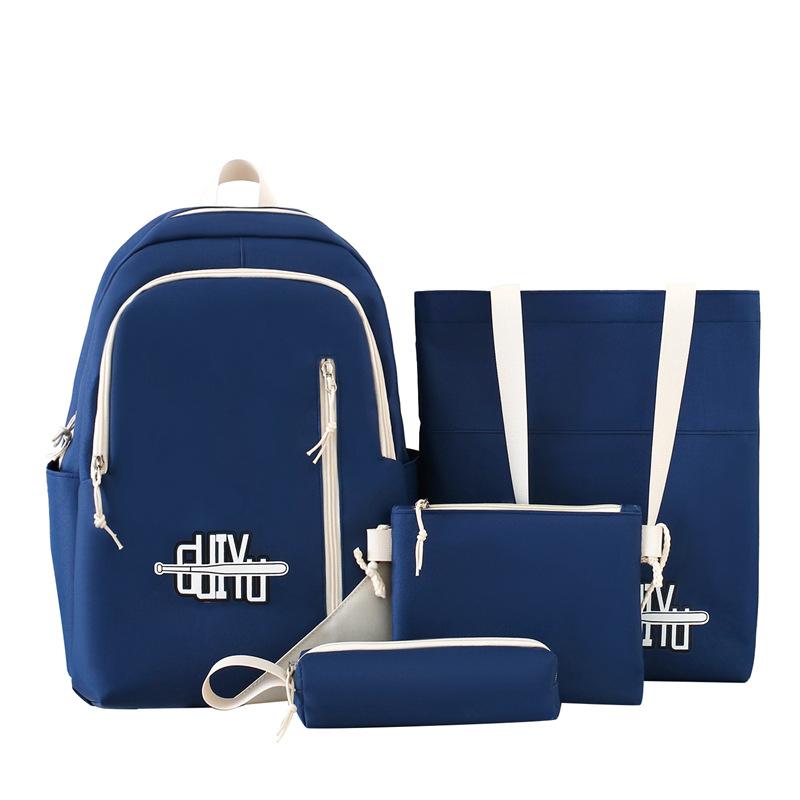 

Multi-Piece Backpack Set Middle School Student Schoolbag Women Large Capacity Backpack темно-синий