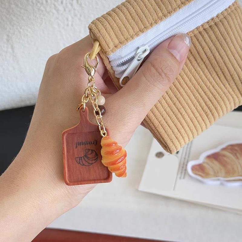 Cute Croissant Bread Keychain Creative Simulation Food Keyring Lovely Bag Pendant Backpack Hanging Decoration For Girl Gifts