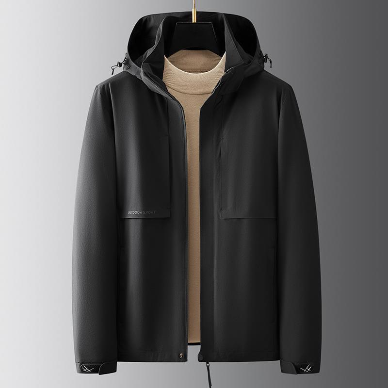 Men's Middle-aged and Elderly Men's Hooded Loose Autumn and Winter Outer Tops Are Simple and Versatile