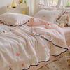 Kapok wrinkled double-layer yarn ruffle leaf edge summer quilt four-piece set washing machine washing air conditioner quilt