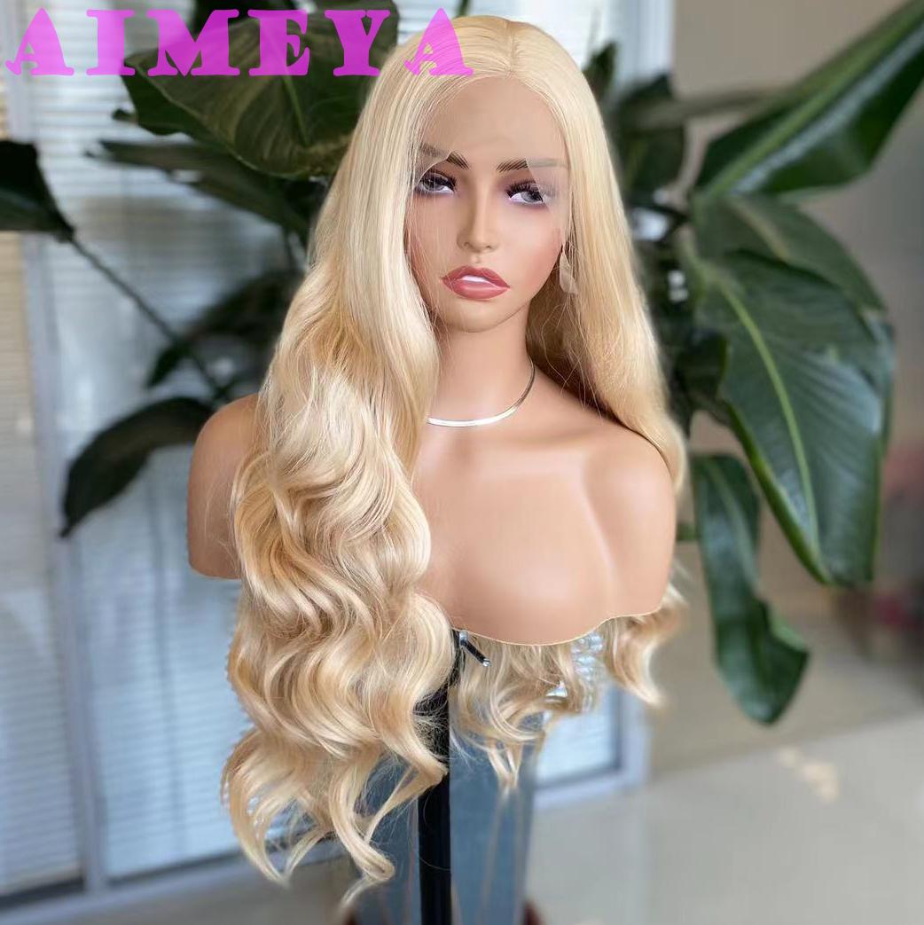 

AIMEYA Blonde Wig Long Body Wave Lace Front Wig Synthetic Lace Wig for Women Girl Heat Resistant Hair Cosplay Daily Use (as the picture,24inches&Lace Front)