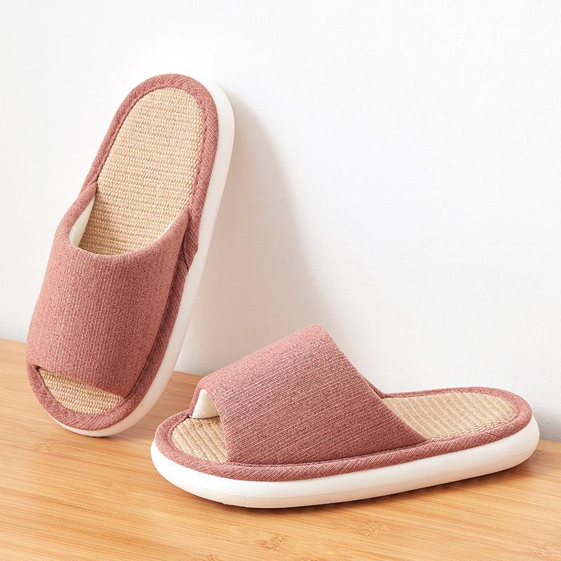 Four Seasons Linen Slippers Women's Home Spring and Autumn Thick Bottom Non-slip High-value Cotton and Linen Slippers Indoor Home Men