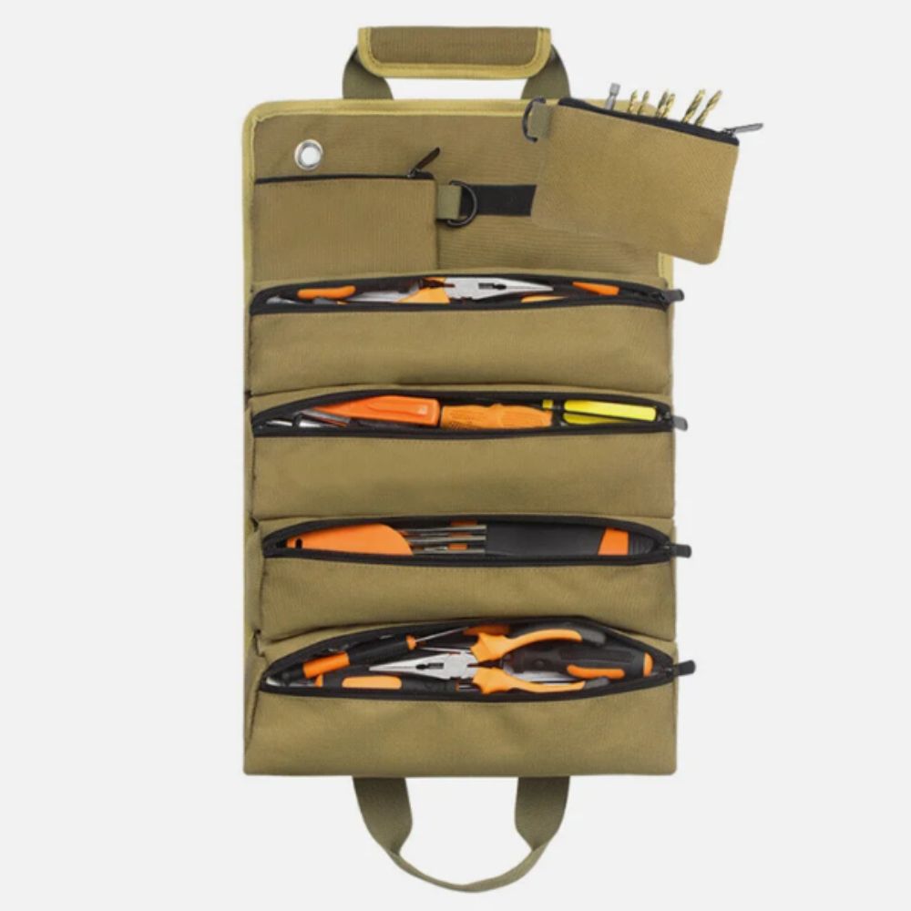Oxford Cloth Roll Up Tool Bag Lightweight Tool Storage Bag Wrench Pouch  Space Saving