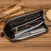 Men's Crazy Horse Leather Long Wallet With Zipper Bag Retro Can Hold Mobile Phone Card Clip