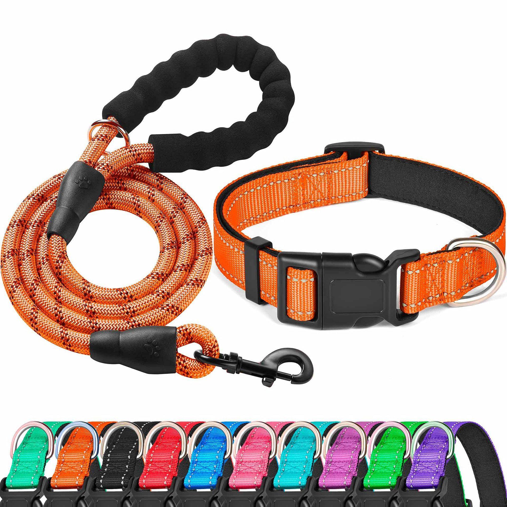 Reflective Nylon Dog Collar & Leash Set - Adjustable & Durable Small