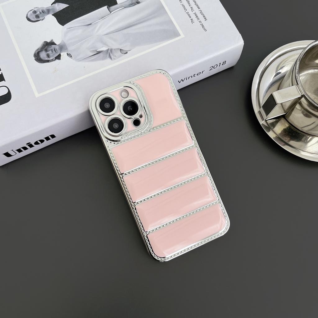 Electroplated Down Case Is Suitable for IPhone16 Anti-drop Phone Case and Apple 15promax Color-matching 14 Protective Case