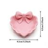 Herzförmige 3D-gedruckte Schmuckschale mit rosa Schleife, Elegante Dekoration für Tisch, Waschbecken & Schreibtisch, Perfekt für die Schmuckaufbewahrung