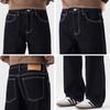 Mark Fairwhale Men's American Retro Loose Straight-Leg Black Denim Jeans