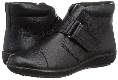 Achilles Sorbo Women's Genuine Leather Boots, Water-Repellent, with Velcro, 3E, Size 23.0 cm, Black, ASC 5370