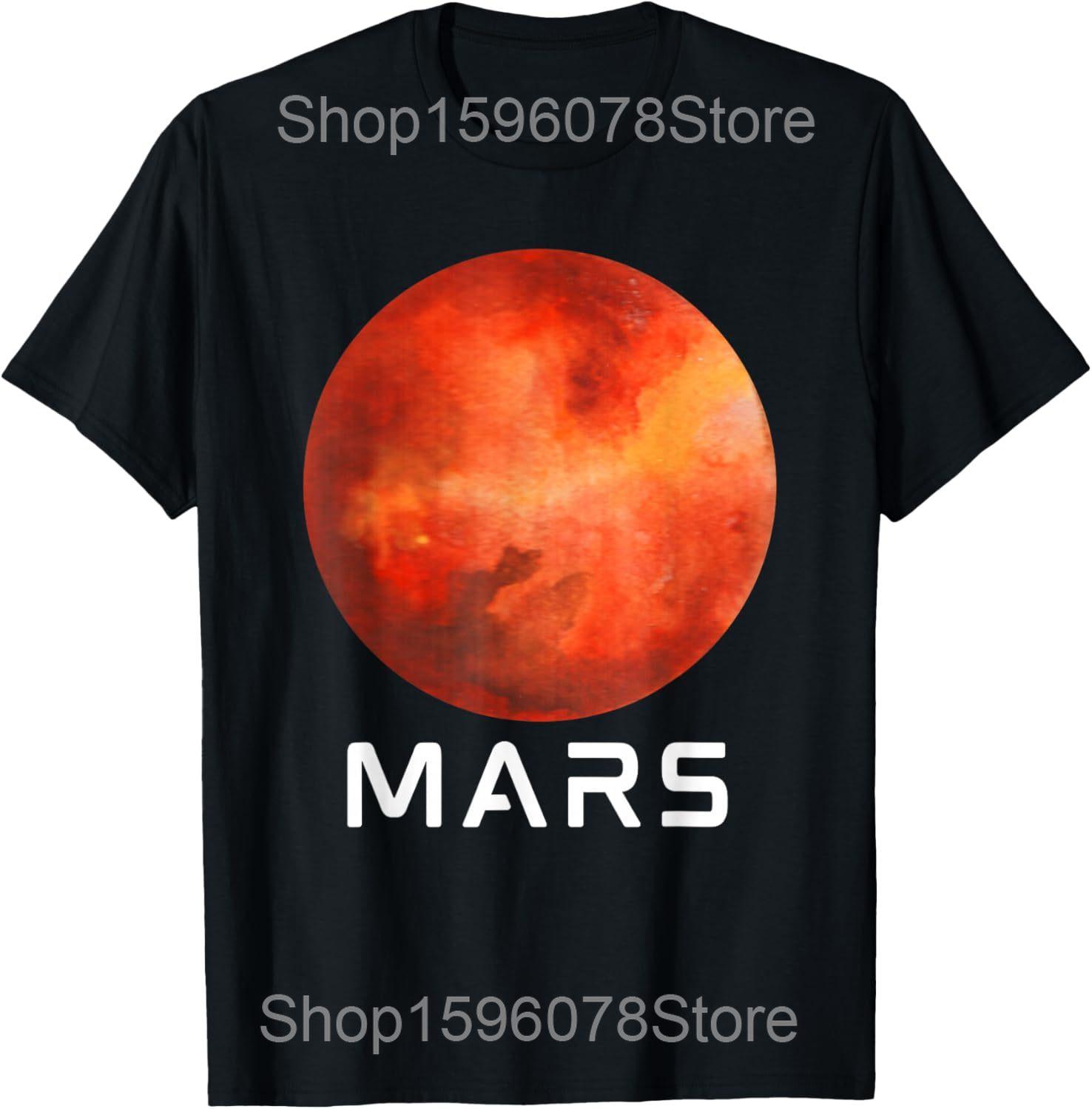 Забавные футболки The Explorer Occupy Mars Space Солнечная система Мужские юмористические футболки Астронавты Футболка с коротким рукавом Унисекс Свободная одежда S