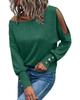 Azura Exchange Green Asymmetrical Cut Out Buttoned Long Sleeve Top