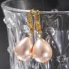 LNCHRAN Copper Gold-Plated Retro Carved Water Drop Imitation Pearl Luxury Women's Earrings