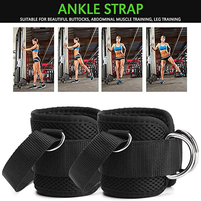 2Piece Fitness Adjustable Ankle Straps 4 D-Rings for Cable Machines Comfort Fit Neoprene Ankle Sleeves Booty Building Workout Trainer