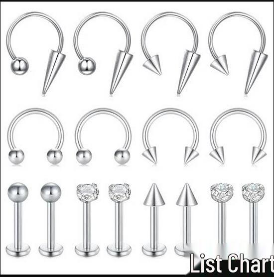Versatile Piercing Jewelry Set: Nose Rings, Lip Studs, Tongue Rings